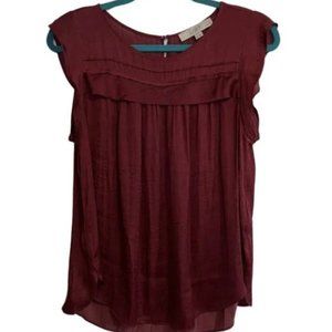 LOFT Flutter Sleeve Maroon Blouse - Women's M